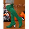 imageAllegra K Womens Chunky Heels Bling Rhinestone Over the Knee High BootsGreen