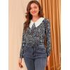 imageAllegra K Womens Contrast Peter Pan Collar Keyhole Back Floral BlouseNavy Blue