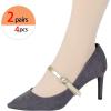 imageAllegra K Womens Elastic Detachable Buckle Shoe Ankle Straps Belt Band for HeelsGolden