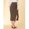 imageAllegra K Womens Elegant Houndstooth Elastic Waist Straight Split Midi SkirtBrown