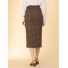 imageAllegra K Womens Elegant Houndstooth Elastic Waist Straight Split Midi SkirtBrown