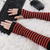 imageAllegra K Womens Fingerless Gloves Printed Elbow Length Knitted Arm WarmersBlack Red
