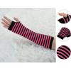 imageAllegra K Womens Fingerless Gloves Printed Elbow Length Knitted Arm WarmersBlack With Pink