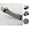 imageAllegra K Womens Fingerless Gloves Printed Elbow Length Knitted Arm WarmersBlackwhite
