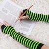 imageAllegra K Womens Fingerless Gloves Printed Elbow Length Knitted Arm WarmersBright Green Black