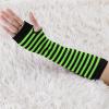 imageAllegra K Womens Fingerless Gloves Printed Elbow Length Knitted Arm WarmersBright Green Black