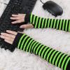 imageAllegra K Womens Fingerless Gloves Printed Elbow Length Knitted Arm WarmersBright Green Black