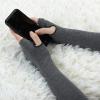 imageAllegra K Womens Fingerless Gloves Printed Elbow Length Knitted Arm WarmersGray