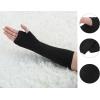 imageAllegra K Womens Fingerless Gloves Printed Elbow Length Knitted Arm WarmersGray Black
