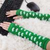 imageAllegra K Womens Fingerless Gloves Printed Elbow Length Knitted Arm WarmersGreen