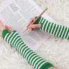imageAllegra K Womens Fingerless Gloves Printed Elbow Length Knitted Arm WarmersGreen White