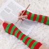 imageAllegra K Womens Fingerless Gloves Printed Elbow Length Knitted Arm WarmersRed Green Wide Stripes