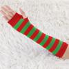 imageAllegra K Womens Fingerless Gloves Printed Elbow Length Knitted Arm WarmersRed Green Wide Stripes