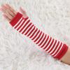 imageAllegra K Womens Fingerless Gloves Printed Elbow Length Knitted Arm WarmersRed White