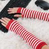 imageAllegra K Womens Fingerless Gloves Printed Elbow Length Knitted Arm WarmersRed White