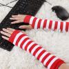 imageAllegra K Womens Fingerless Gloves Printed Elbow Length Knitted Arm WarmersRed White Wide Stripes