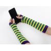 imageAllegra K Womens Fingerless Gloves Printed Elbow Length Knitted Arm WarmersYellow Green Navy