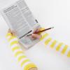 imageAllegra K Womens Fingerless Gloves Printed Elbow Length Knitted Arm WarmersYellow White Wide Stripes