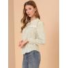 imageAllegra K Womens Floral Top Ruffle Tie Neck Chiffon BlouseWhite