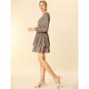 imageAllegra K Womens Leopard Print Round Neck Smock Waist Long Sleeve Ruffle Mini DressLight Brown