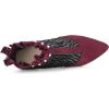 imageAllegra K Womens Mesh Heel Boots Stiletto Heels Ruffle Ankle BootsBurgundy