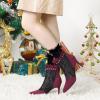 imageAllegra K Womens Mesh Heel Boots Stiletto Heels Ruffle Ankle BootsBurgundy