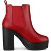 imageAllegra K Womens Platform Chunky High Heels Chelsea Ankle BootsRed