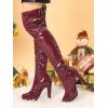 imageAllegra K Womens Platform Round Toe Chunky Heels Over The Knee High BootsBurgundy