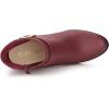 imageAllegra K Womens Round Toe Circle Buckle Chunky Heels Ankle BootsBurgundy