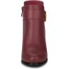 imageAllegra K Womens Round Toe Circle Buckle Chunky Heels Ankle BootsBurgundy