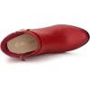 imageAllegra K Womens Round Toe Circle Buckle Chunky Heels Ankle BootsRed