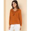 imageAllegra K Womens Ruffle Neck Chiffon Blouse Business Office Vintage Peasant TopCaramel