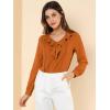 imageAllegra K Womens Ruffle Neck Chiffon Blouse Business Office Vintage Peasant TopCaramel