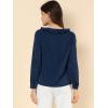 imageAllegra K Womens Ruffle Neck Chiffon Blouse Business Office Vintage Peasant TopDark Blue