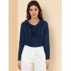 imageAllegra K Womens Ruffle Neck Chiffon Blouse Business Office Vintage Peasant TopDark Blue