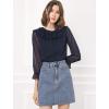 imageAllegra K Womens Swiss Dots Blouse Bracelet Sleeves Chiffon Boho Ruffle Neck TopsDark Blue