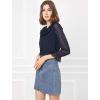 imageAllegra K Womens Swiss Dots Blouse Bracelet Sleeves Chiffon Boho Ruffle Neck TopsDark Blue
