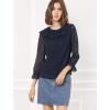 imageAllegra K Womens Swiss Dots Blouse Bracelet Sleeves Chiffon Boho Ruffle Neck TopsDark Blue