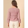 imageAllegra K Womens Textured Blouse Flare Sleeve Casual Loose Fit Ruffle Hem Peplum TopDusty Pink