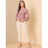 imageAllegra K Womens Textured Blouse Flare Sleeve Casual Loose Fit Ruffle Hem Peplum TopDusty Pink