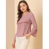 imageAllegra K Womens Textured Blouse Flare Sleeve Casual Loose Fit Ruffle Hem Peplum TopDusty Pink