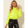 imageAllegra K Womens Winter Shiny Cropped Quilted Padded Puffer Metallic Coat
