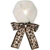 imageAllegra K Leopard Ribbons Faux Fur Winter Wrap Collar Scarf Plush Neck Scarves Warmer for WomenWhite