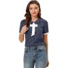 imageAllegra K Polka Dots Blouse for Womens Contrast Tie Peter Pan Collar Vintage ShirtDark Blue