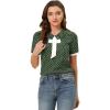 imageAllegra K Polka Dots Blouse for Womens Contrast Tie Peter Pan Collar Vintage ShirtDark Green