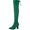 imageAllegra K Womens Chunky Heels Bling Rhinestone Over the Knee High BootsGreen