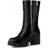 imageAllegra K Womens Lace Up Platform Chunky Heel Mid Calf Combat Boots Halloween BootsBlack
