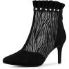 imageAllegra K Womens Mesh Heel Boots Stiletto Heels Ruffle Ankle BootsBlack