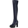 imageAllegra K Womens Platform Boots Chunky Heel Over Knee High BootsNavy Blue