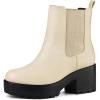 imageAllegra K Womens Platform Chunky Heel Chelsea Ankle Boots Combat BootsBeige